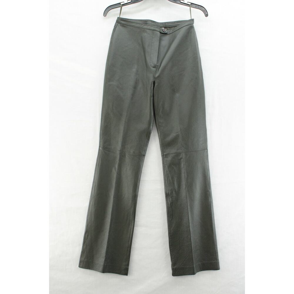 NEW  Newport News Soft Leather 2 Piece Pant Suit Womens Sz 4 Gray Green Biker - Picture 8 of 16
